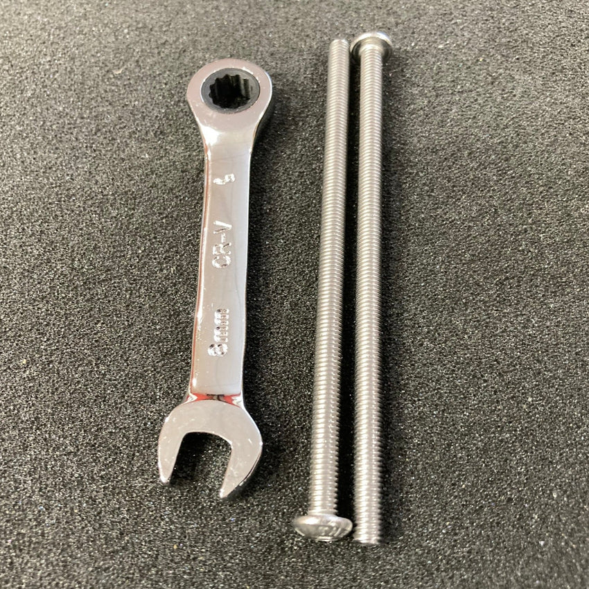 Combination Ratcheting Wrench and 2 100mm Machine Screws