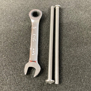 Combination Ratcheting Wrench and 2 100mm Machine Screws